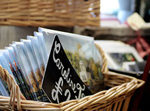 basket with local postcards